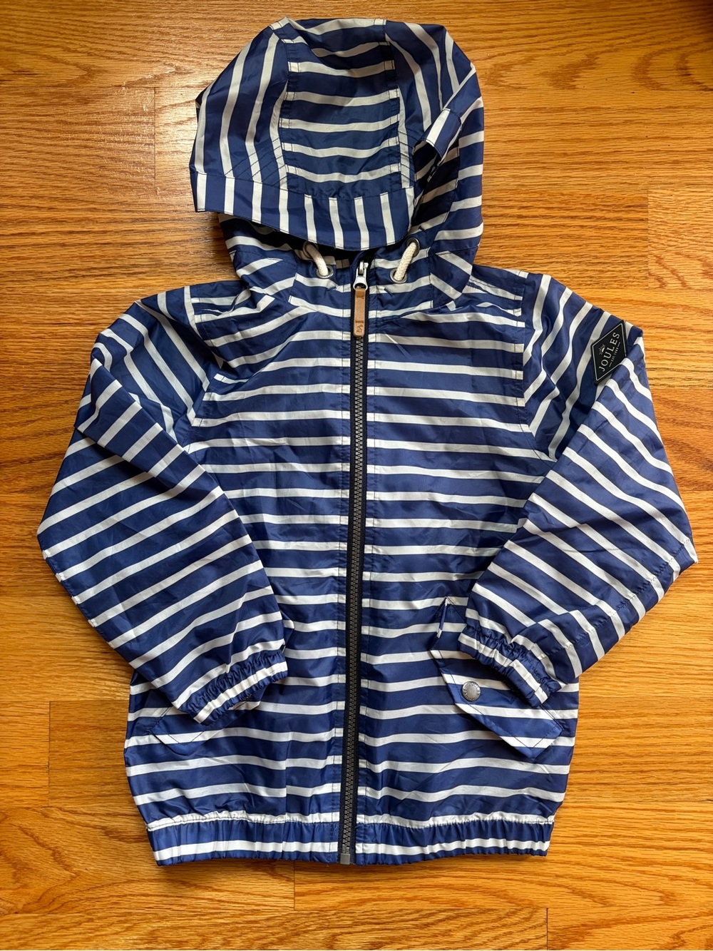 Joules kids blue and white striped raincoat size 5